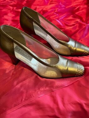 J.Renee Bronze Studded Mid-Heel Pumps